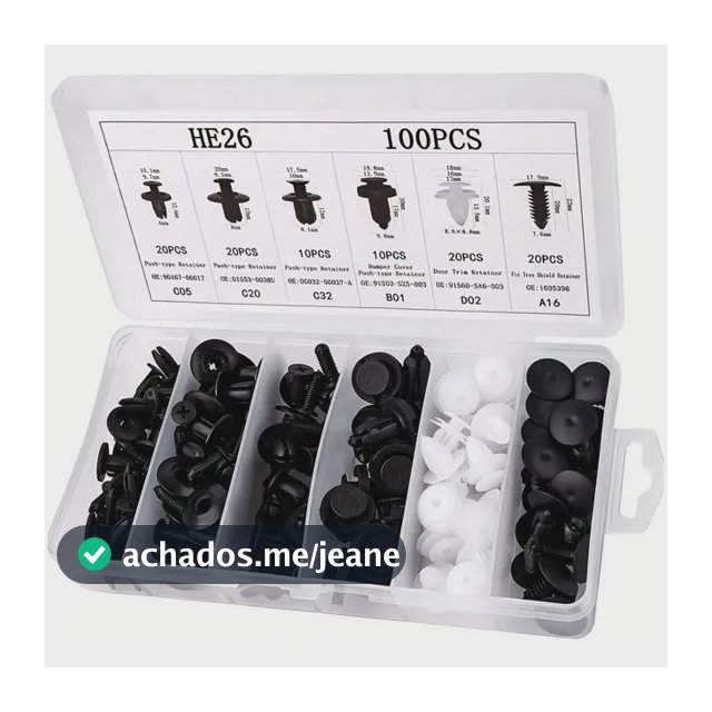 Kit 100 Presilha Grampo Parabarro Parachoque Universal Carro