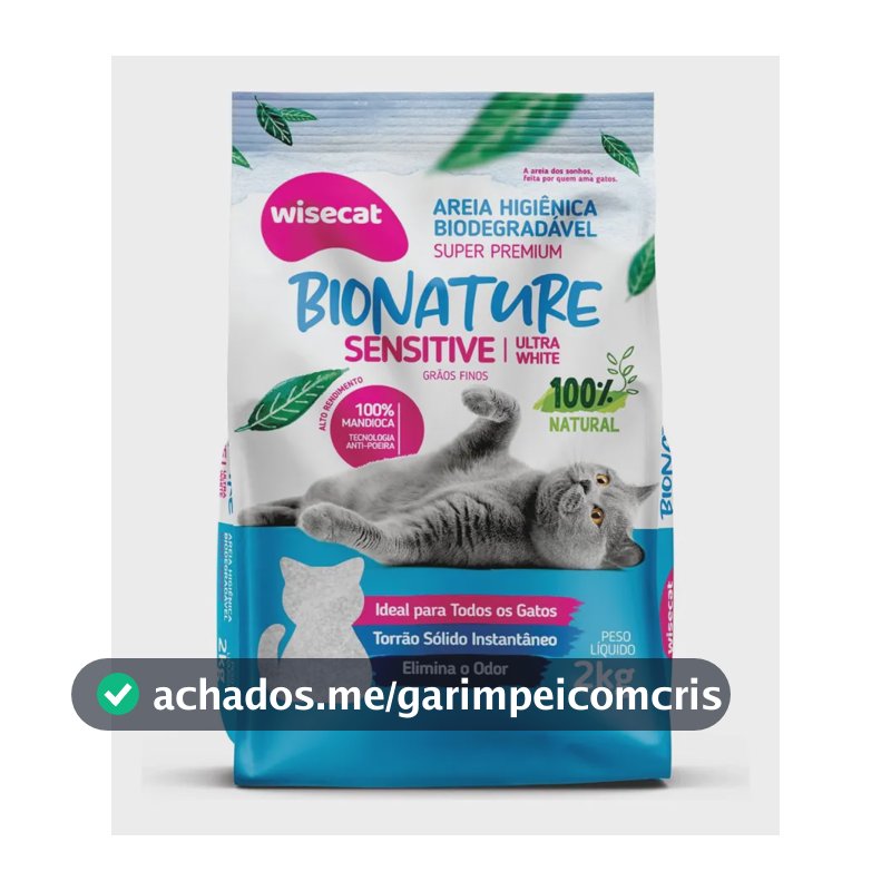 Areia Higiênica Bionature Sensitive Mandioca Fina 2kg
