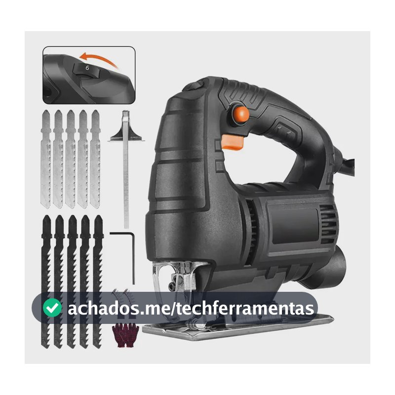 Serra Tico-Tico Perfin de 780W com Velocidade Variável para Madeira