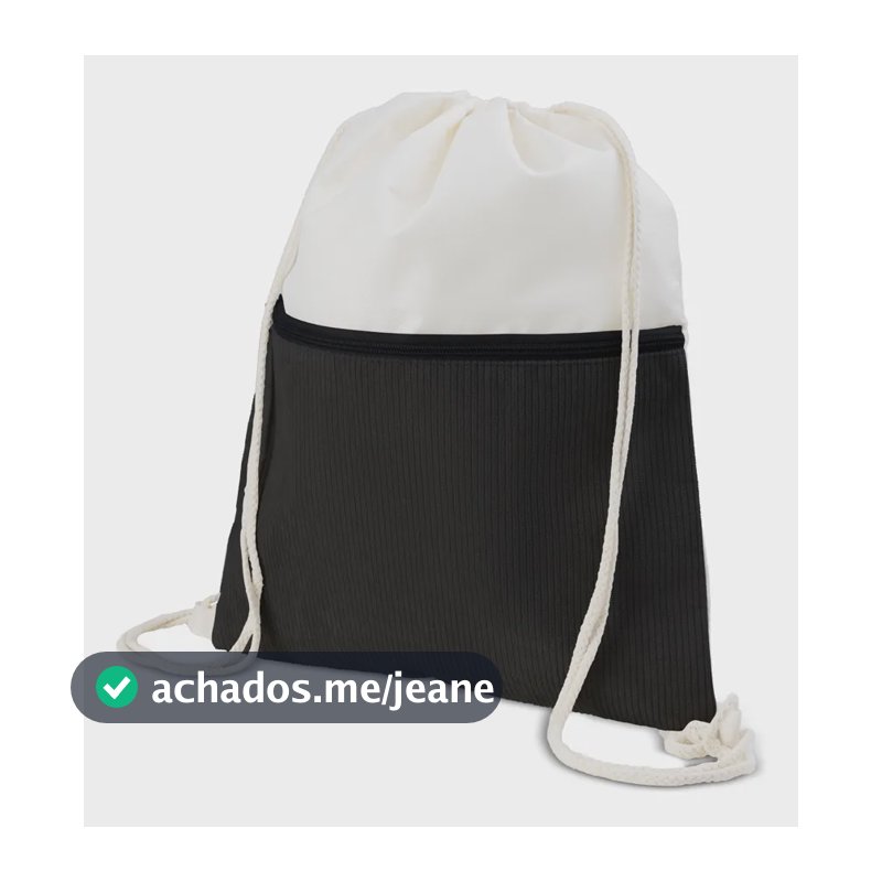 Sacola Esportiva 14 Litros Em Poliéster Veludo 2 Bolsos Preto Liso