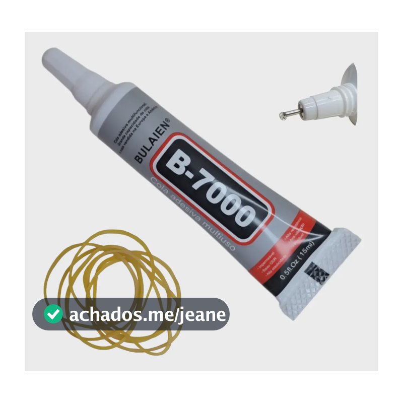 Cola 15ml B7000 Transparente + Elástico Tela Reparo Celular