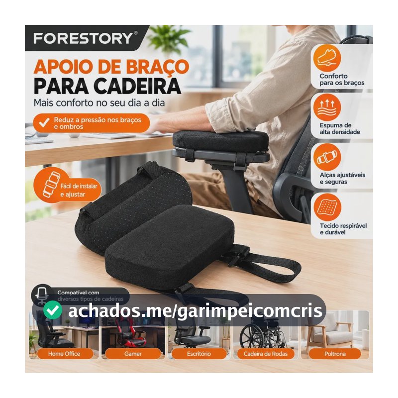 Almofada Apoio Braço Cadeira Conforto Tamanho Universal Par Apoio Braço Cadeira Escritório Gamer Antebraço Conforto Par Apoio Braço Cadeira ergonomia FORESTORY