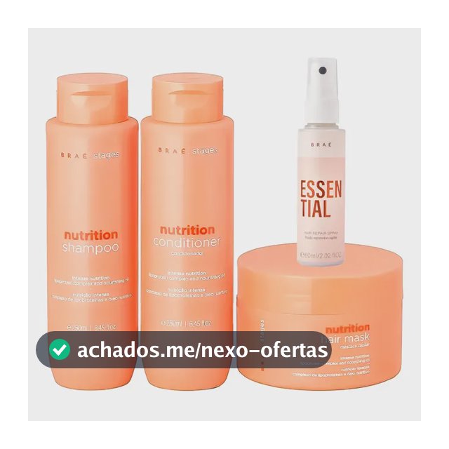 Kit Braé Stages Nutrition Shampoo,cond,másc + Essential 60ml