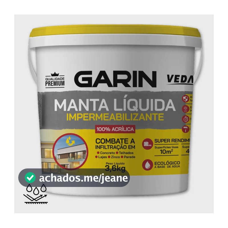 Manta Líquida Garin Cinza Impermeabilizante 3,6kg Para Lajes Telhas e Paredes