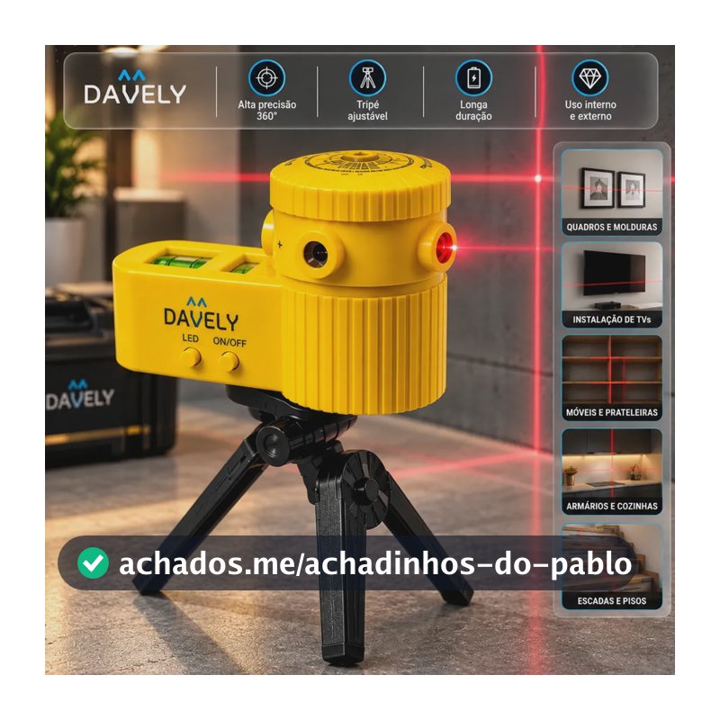Nivelador A Laser Digital Nível Profissional Com Tripé Ajustável 360° Alinhamento Profissional Multifuncional Linhas Horizontal Vertical Obras Reformas Quadros TV's Davely