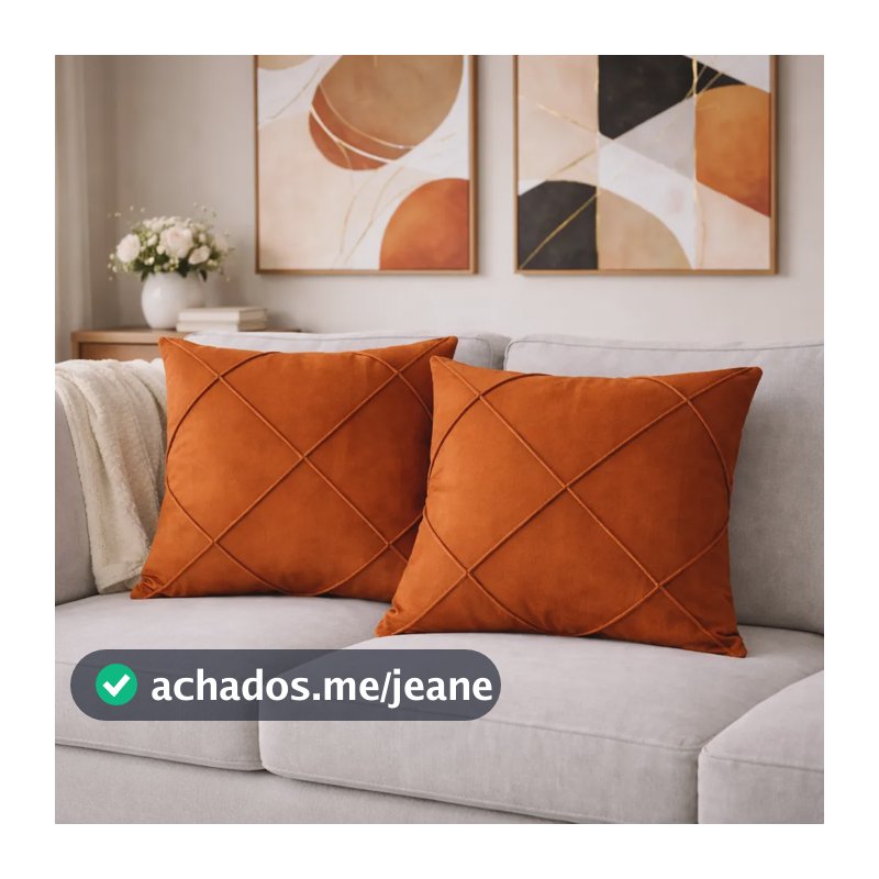 Almofada Decorativa 50x50 Suede Drapeada Cheia Macia Sala Terracota Drapeado