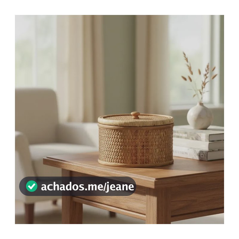 Caixa Decorativa Organizadora Redonda Fibra Natural Grande Caixa Multiuso Versátil