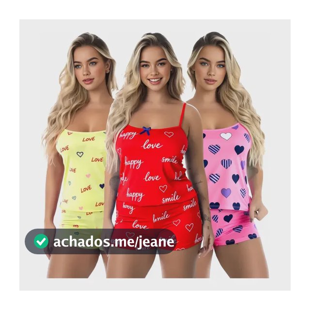 Kit 3 Baby Doll Conjunto Feminino Pijama Microfibra Sortidos