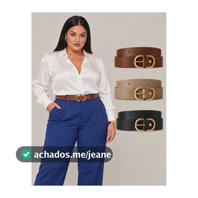 Kit 3 Cintos Feminino Fivela Dourada Couro Sint. Plus Size Preto/bege E Marrom 140cm (g1, G2, G3)