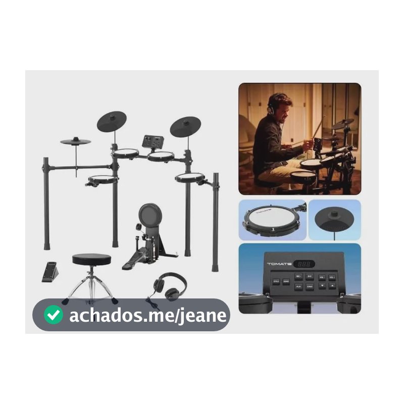Kit 15 Bateria Eletrônica Musical Digital 150 Timbres Usb Preto