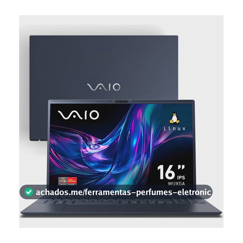 Notebook VAIO FE16 AMD Ryzen 5-5625U Linux 8GB RAM 256GB SSD Wi-Fi 6 Tela 16'' IPS WUXGA Antirreflexo - Cinza Grafite - VJFE69f11X-B0411H - Permite upgrade de memória RAM e SSD