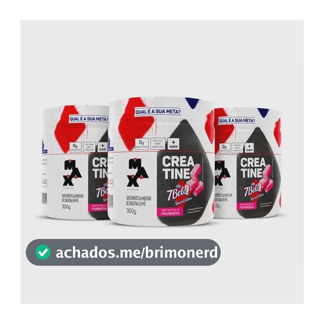 Creatina 7 Belo 300g Creatina Monohidratada Sabor Framboesa Kit 3 Força Energia Alta Performance Treino