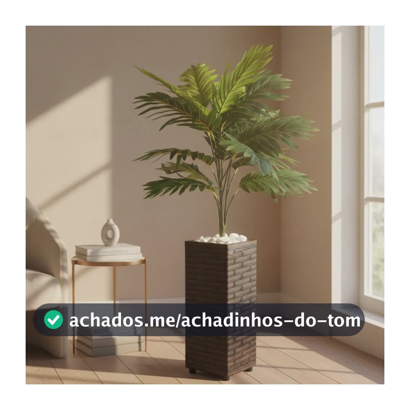 Planta Coqueiro Artificial Arranjo + Vaso Grande Decoração Palha