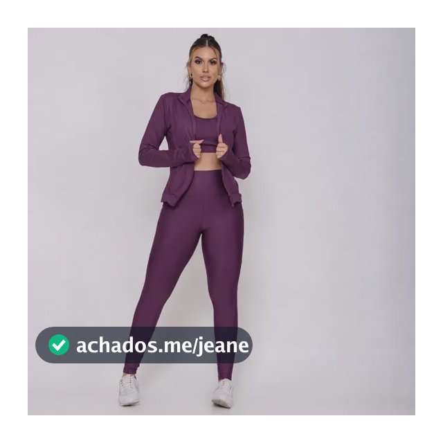 Conjunto 3 Peças Fitness Feminina Jaqueta Top E Leggin