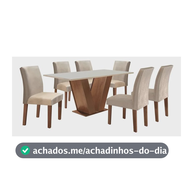 Conjunto Sala De Jantar Mesa Tampo Mdf 6 Cadeiras Espanha Fa Cor Chocolate/off White