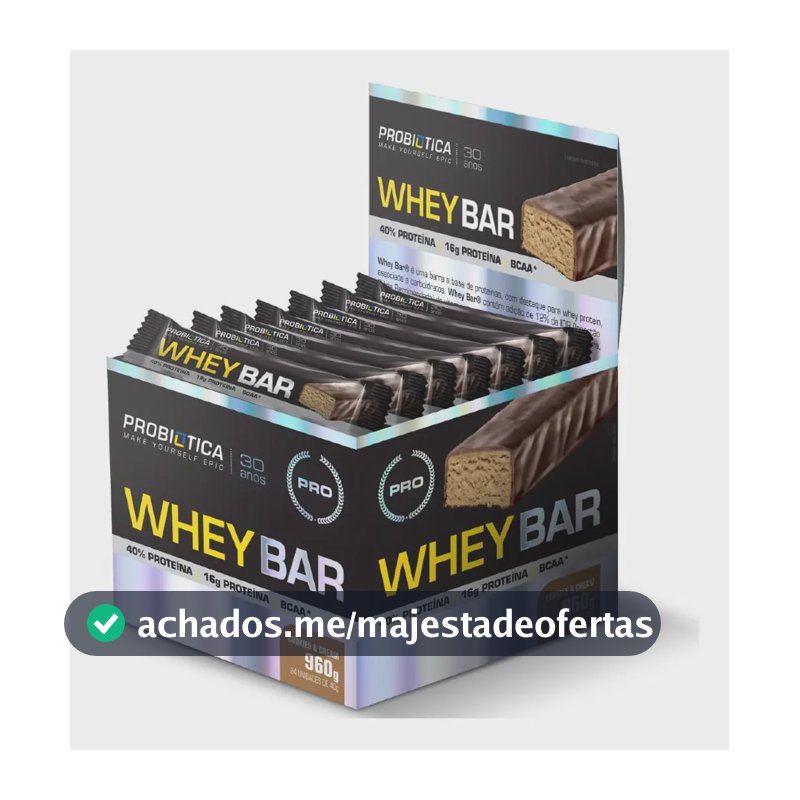 Barra de proteínas Probiótica Whey sabor Cookies and cream x 960g 24 un