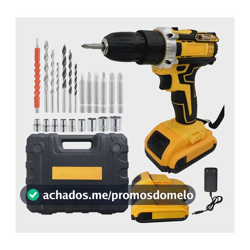 Parafusadeira Furadeira 2 Baterias Recarregáveis 48v Maleta Amarelo 48v 60hz