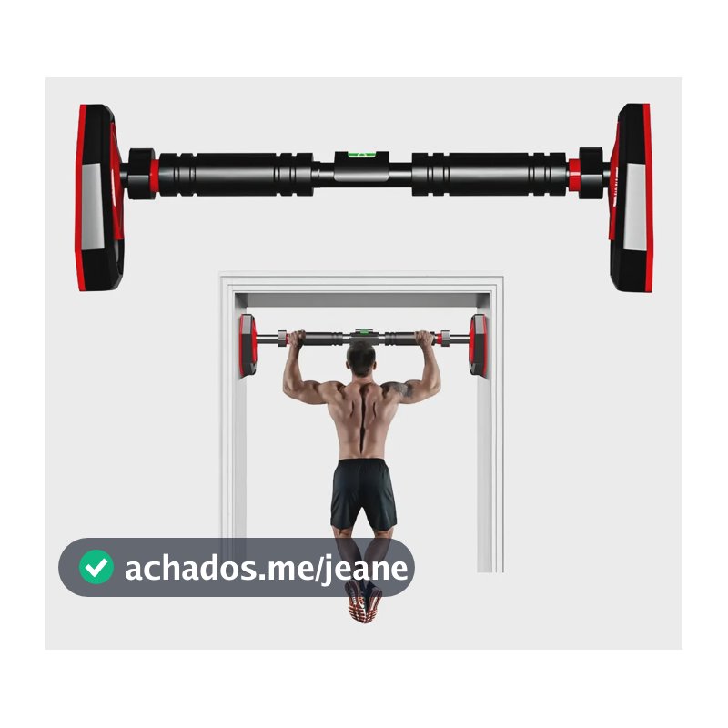 Barra Porta Fixa Ajustável Com Nível Treino Calistenia Preto