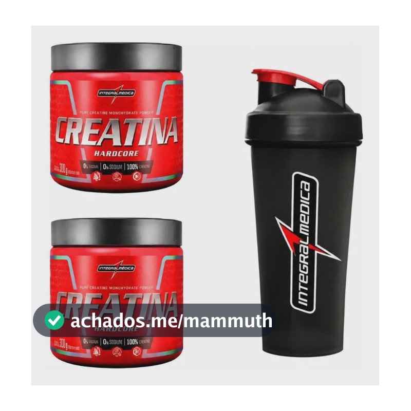 Kit 2 Creatina Integralmedica 300g + Coqueteleira 600ml Neutro