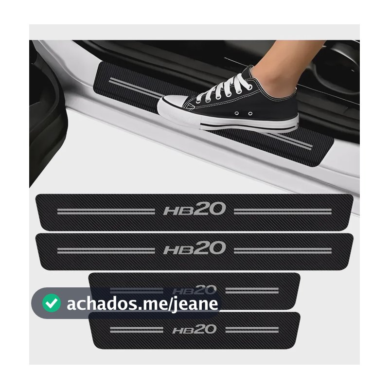 Soleira De Porta Fibra De Carbono Protetora Preto Premium Hb20