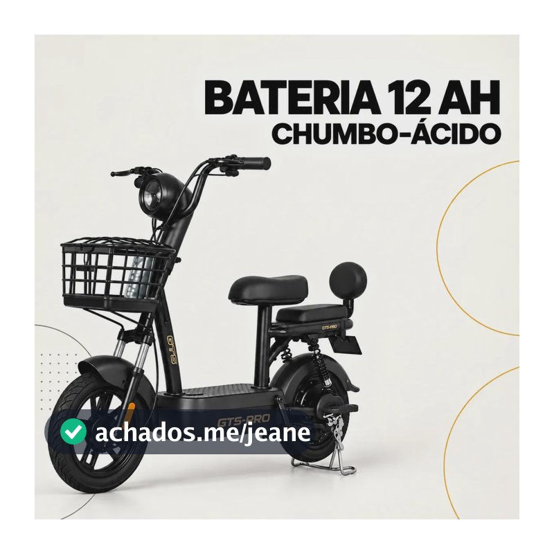 Bicicleta Elétrica GTS Super Power 500W para Mobilidade Urbana Preta