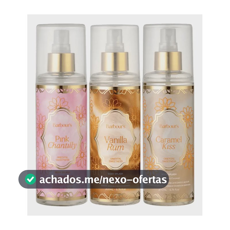 Kit Trio Body Splash Árabes Caramel Vanilla  Pink 200ml
