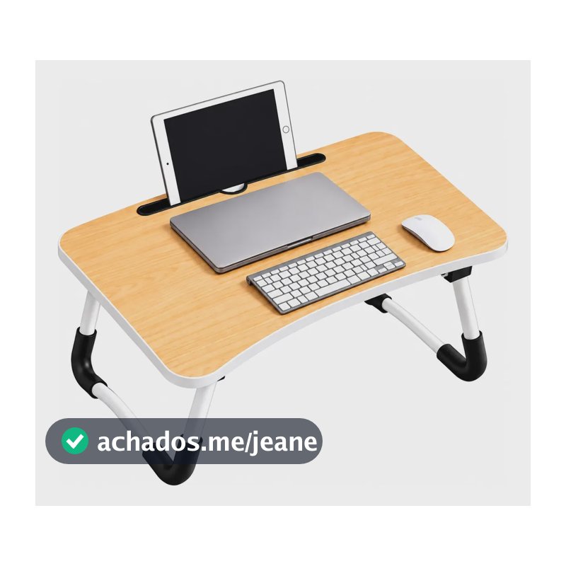 Mesa Dobrável Portátil Para Notebook Com Suporte Para Tablet Madeira