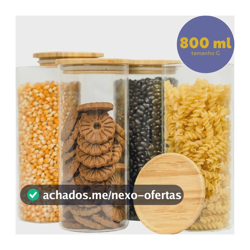 Kit 4 Pote Para Alimentos Seiri Transparente 800 Ml Cozinha Flat Transparente