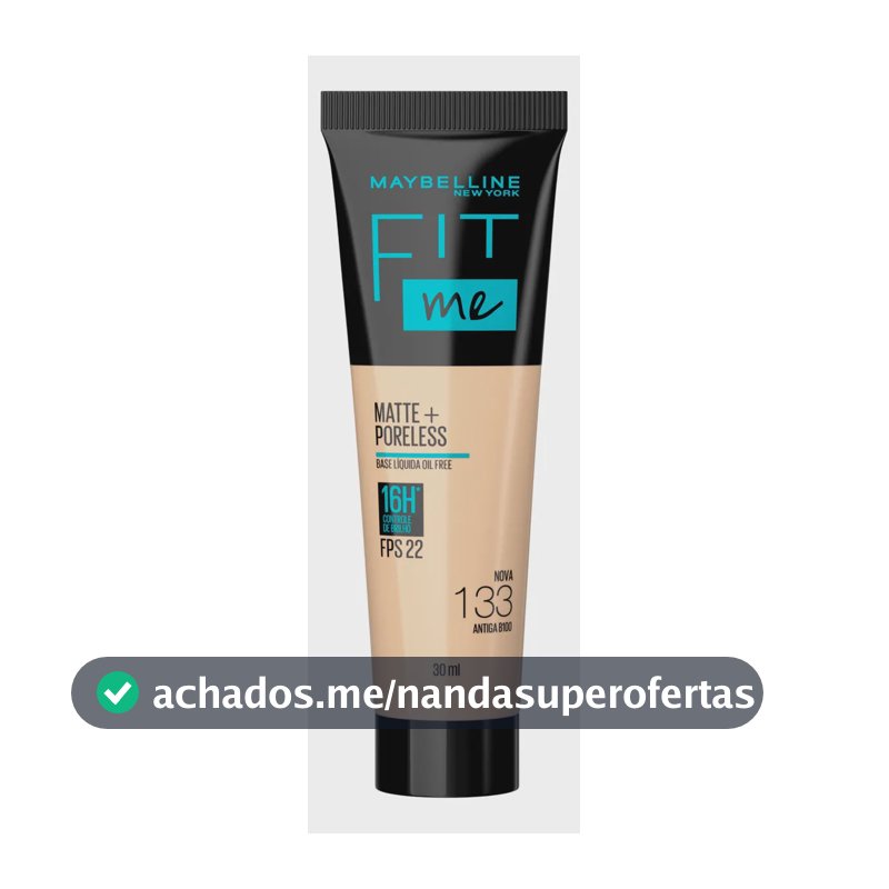 Base de maquiagem líquida Maybelline Fit Me Matte+ Poreless Fit Me FPS tom nova 133 antiga b100 - 72mL 45g