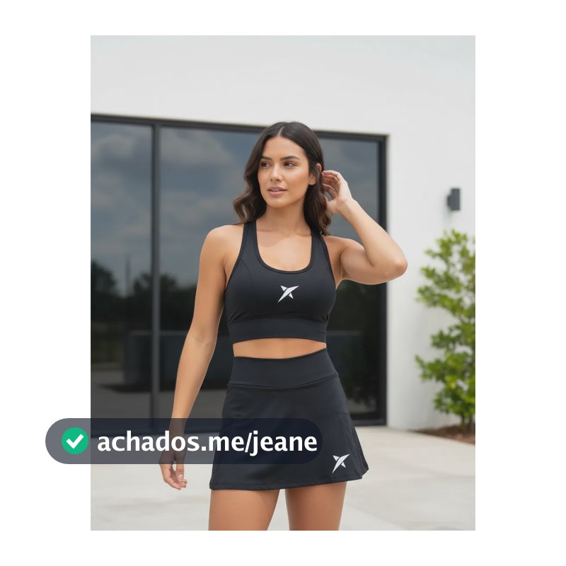 Top Esportivo Drop Shot Estrela 1.0 Beach Tennis Preto Logo Gg