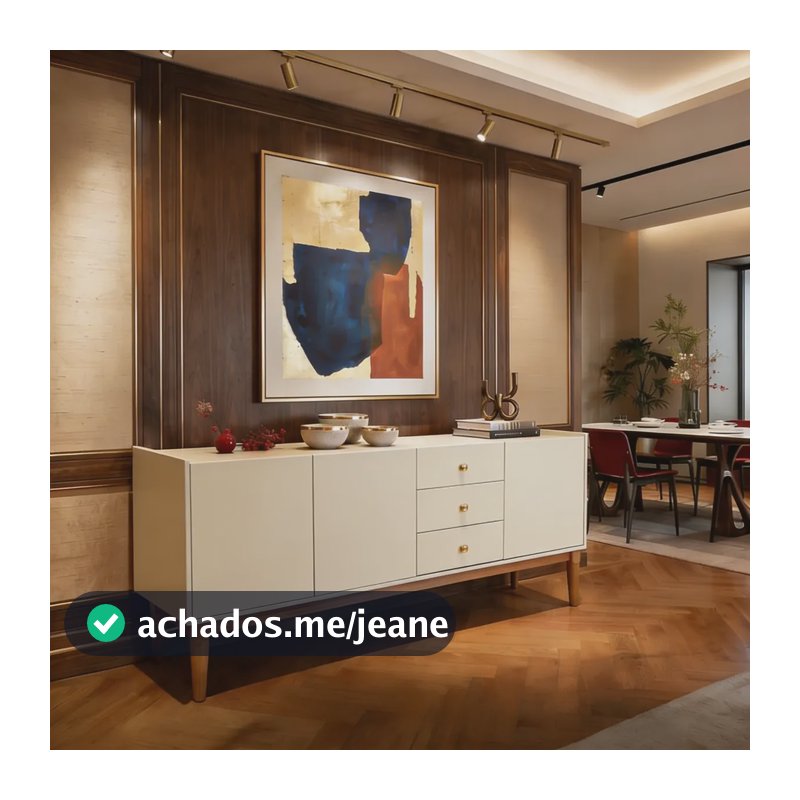 Buffet Magnifique Aparador Pés Madeira Sala Jantar Premium Off White
