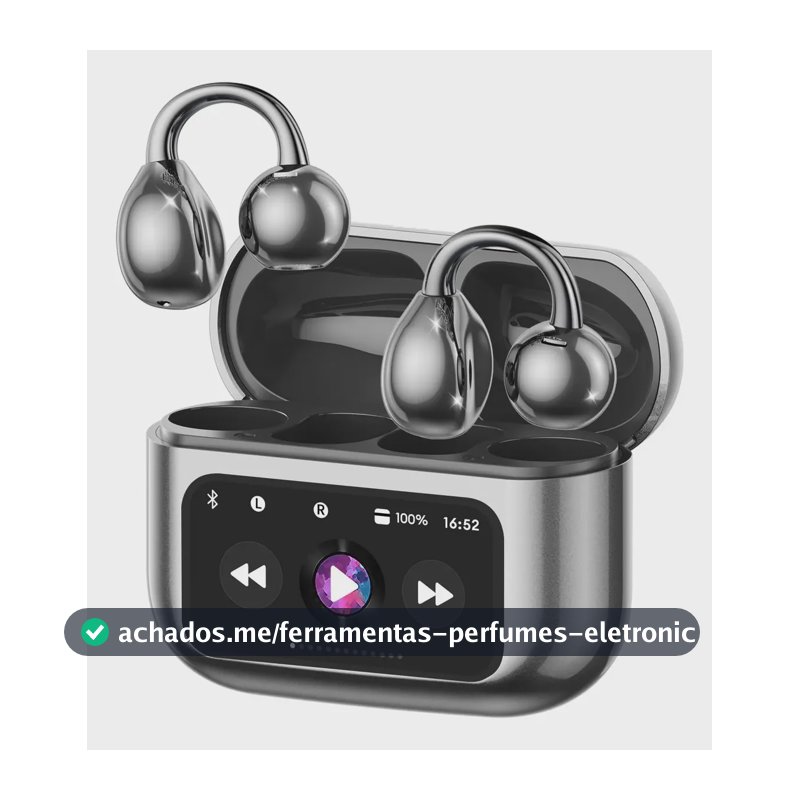 Fone Sem Fio Bluetooth Condução Óssea 5.4 Anti Ruido Com Lcd Preto