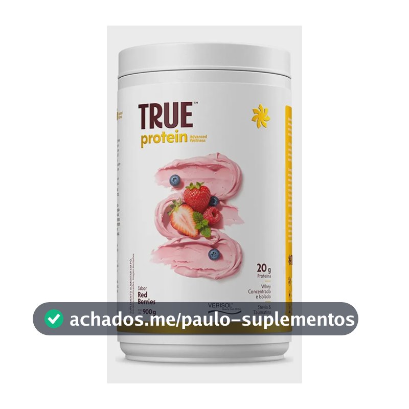True Protein Red Berries 900g True Source Sabor Frutas vermelhas