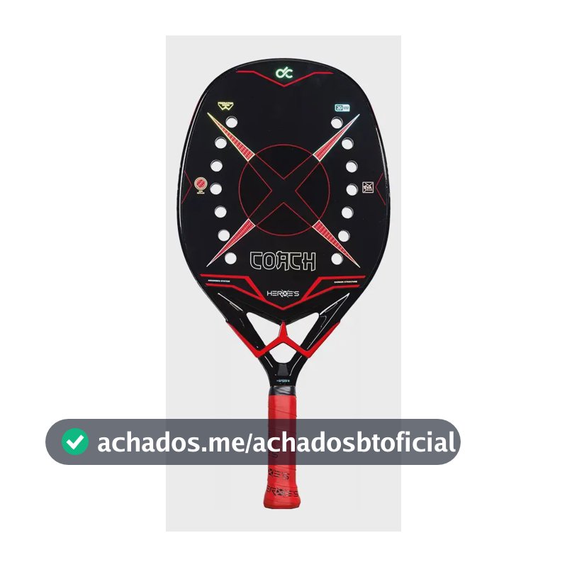 Raquete De Beach Tennis Heroes Coach Red Kevlar Preta E Vermelha