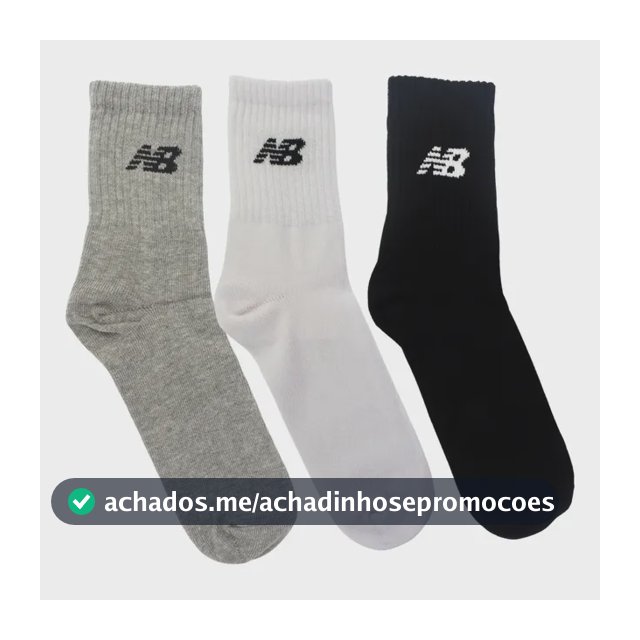 Kit 3 Meias New Balance Cano Longo 39 Ao 42 Unissex Conforto