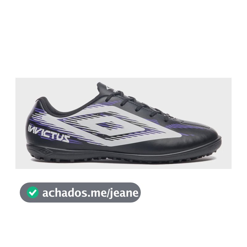Chuteira Umbro Invictus Society Masculina Leve Confortável Preto/branco/roxo 39 Br