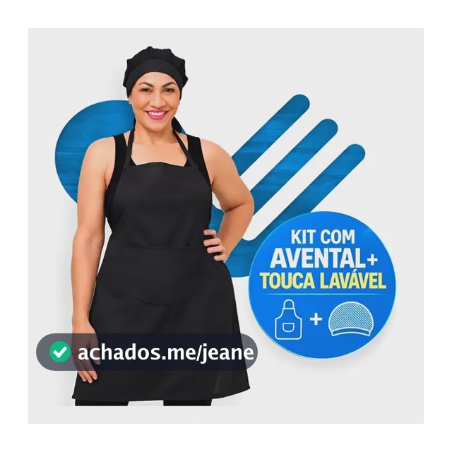 Kit Com Avental Tradicional E Touca Redinha Cozinha Lavável