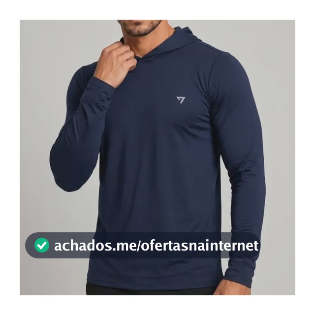 Camisa Térmica Manga Longa Com Capuz Proteção Solar Uv50+ Azul-marinho Azul G