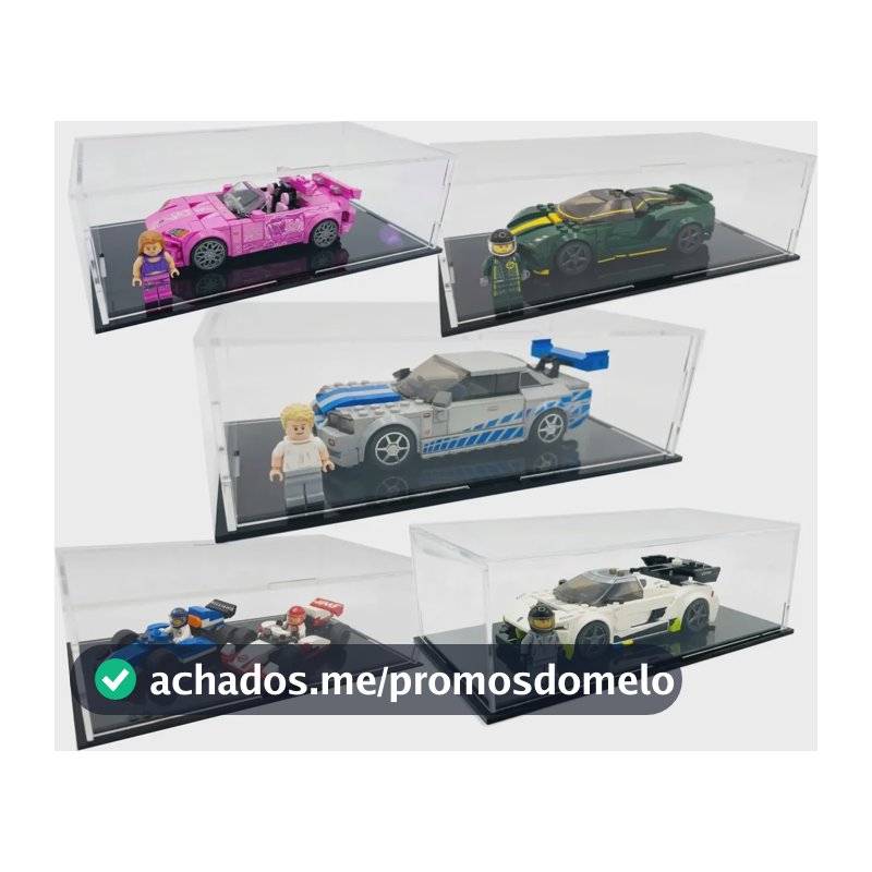 Kit 5x Expositores Speed Champions Para Lego Acrilico Cristal