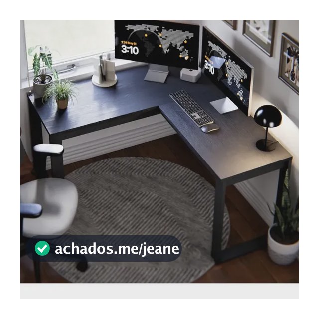 Escrivaninha Industrial Em L Berlim Mesa Escritório Home Office Para Estudo De Canto Em MDF Cor Preto