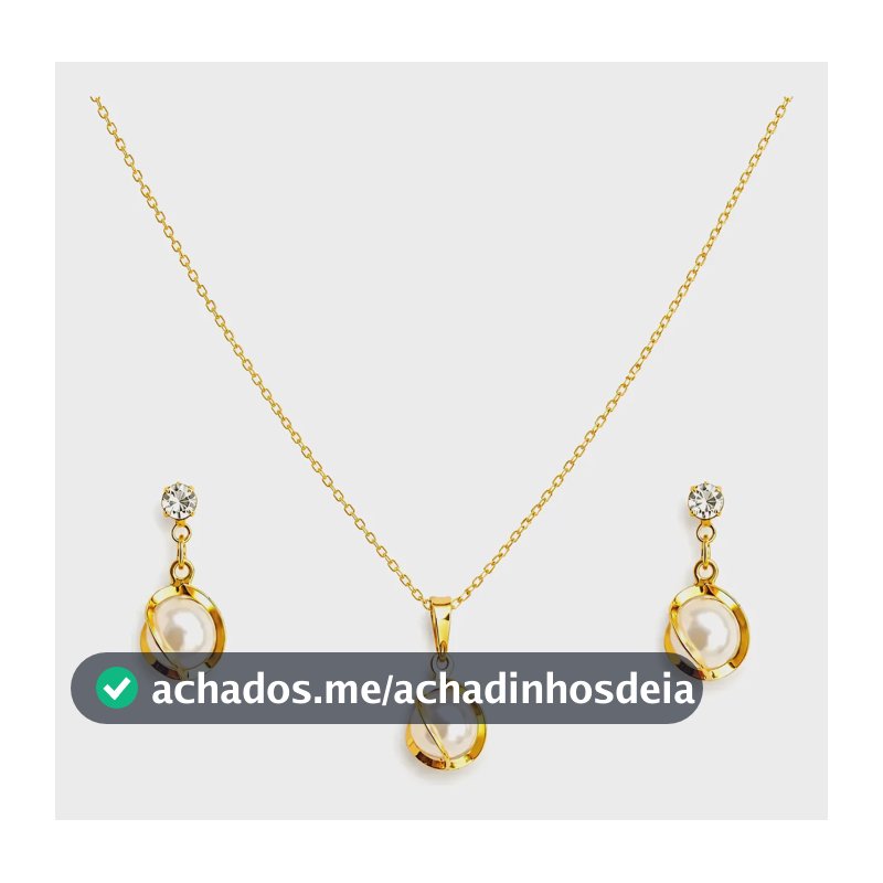 Conjunto Colar E Brinco Feminino Pérola Banhado Ouro 18k Dourado