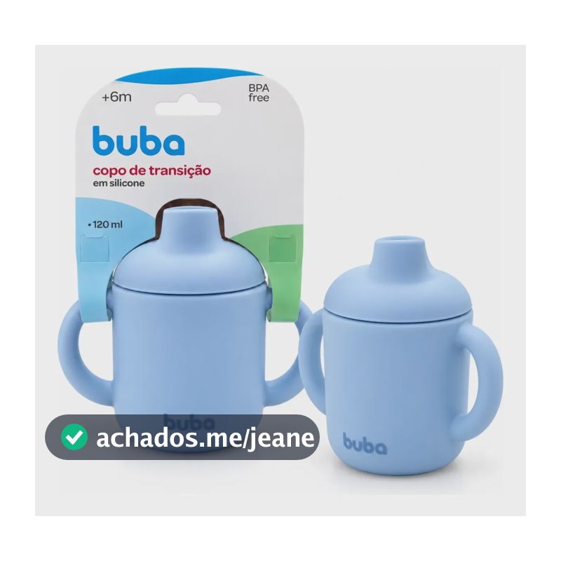 Copo De Transição Infantil Buba 120ml 6 Meses Com Tampa Bico Azul