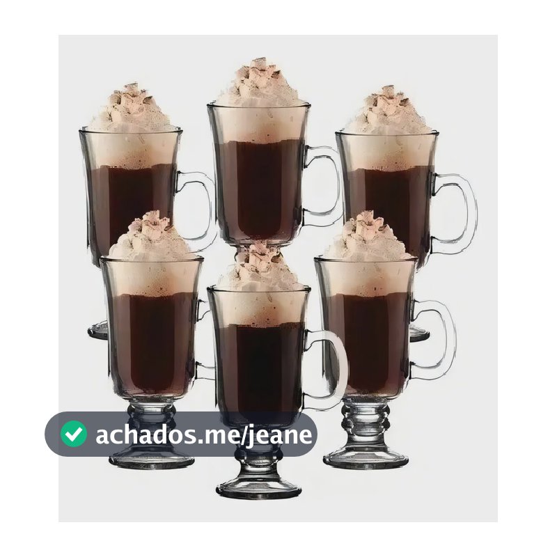 Jogo 6 Canecas Vidro Grosso Cappuccino Chá Café COK 230ml Apto Lava-louças