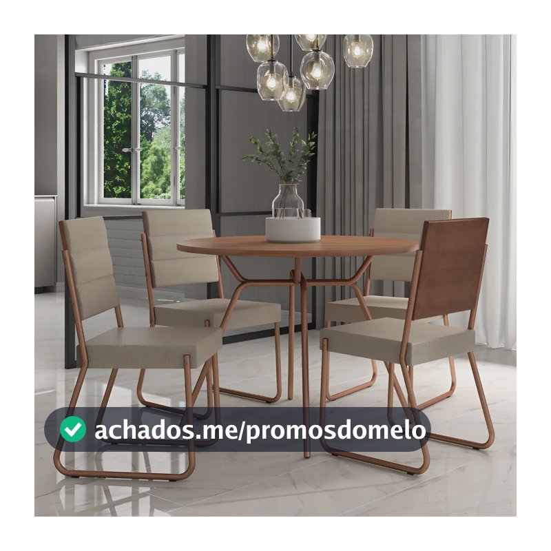 Conjunto Sala de Jantar 4 Cadeiras San Francisco Carraro Freijó com Rosê