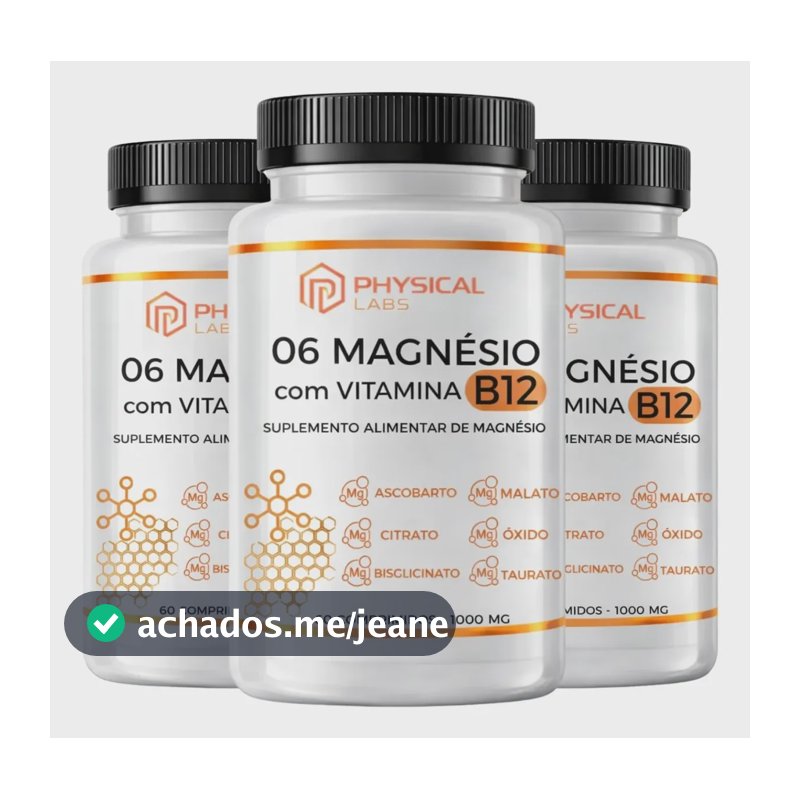 Kit 3x 6 Magnésios + B12 180 Comprimido 1000mg Physical Labs Sem Sabor