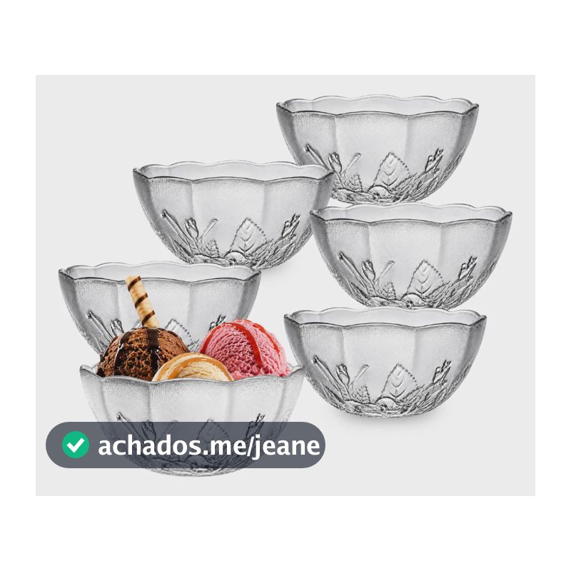 Jogo 6 Tigelas De Sobremesa Em Vidro 250ml Transparente Transparente