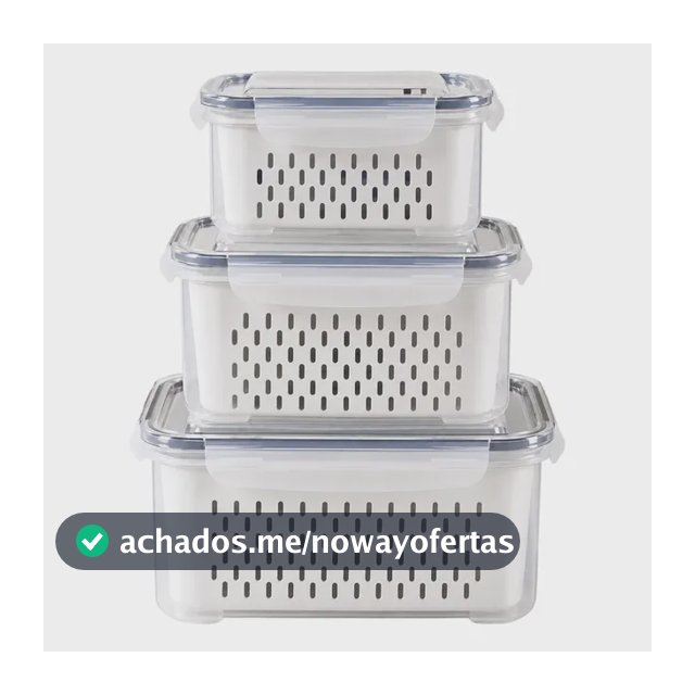 Kit 3 Organizadores Geladeira Alimentos Vegetais Com Tampas Branco