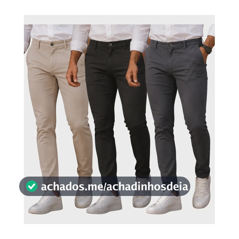 Kit 3 Calça Masculina Sarja Alfaitaria Esporte Fino Social Sortido Liso 42