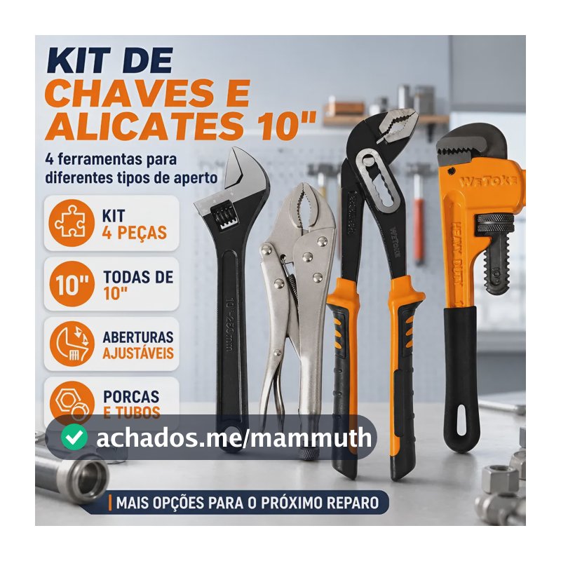 Kit Ferramenta Chave Inglesa Alicate Pressão Bomba Grifo Preto