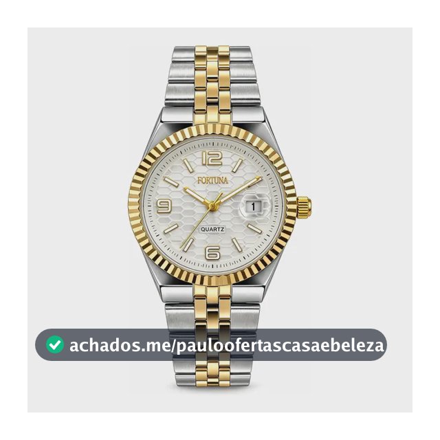 Relógio De Pulso Masculino Fortuna Old Money Minimalista Prata Dourado Cx Branca